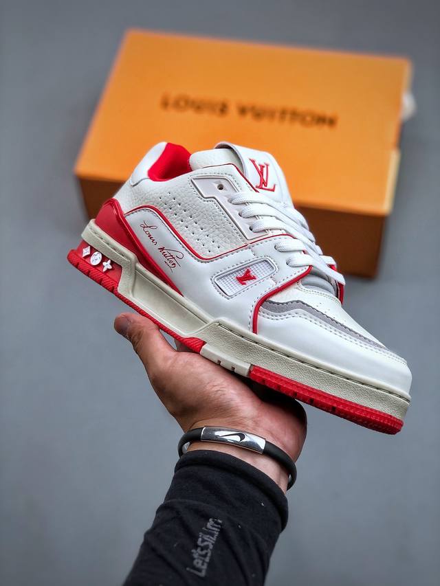 Louis Vuitton Trainer #54 Signature White Red