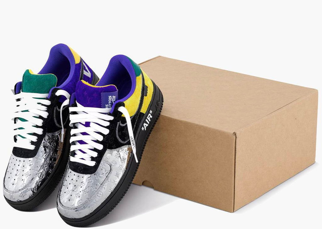 Nike Air Force 1 Low Louis Vuitton By Virgil Abloh Black Metallic Silver