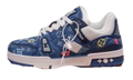 Louis Vuitton Trainer Blue Denim Embroidered